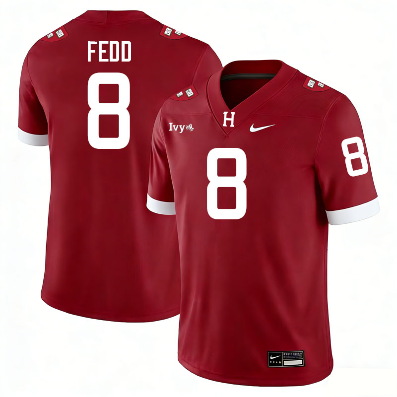 Harvard Crimson #8 Josh Fedd College Football Jerseys,Uniforms Stitched-Crimson